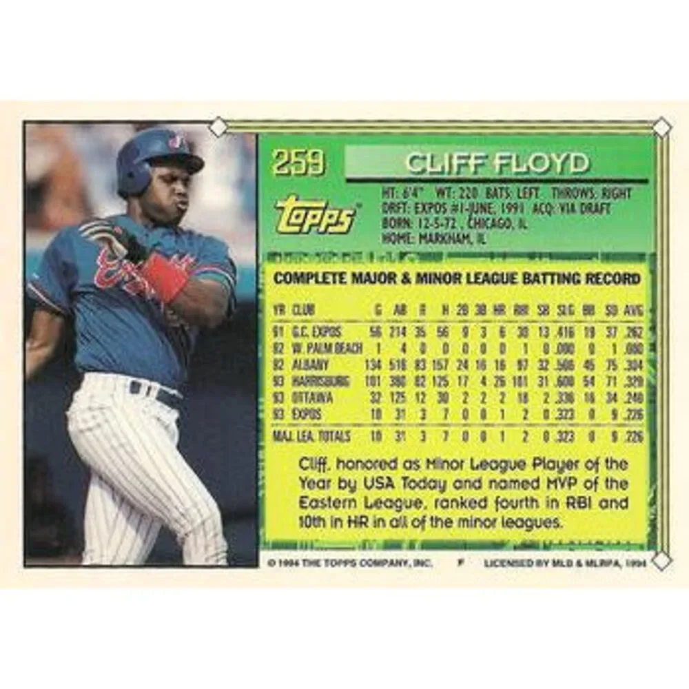 1994 Topps Cliff Floyd FS # 259 Montreal Expos